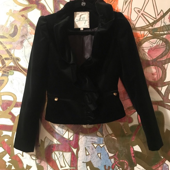 Milly Jackets & Blazers - MILLY velvet blazer jacket with ruffle detail 2